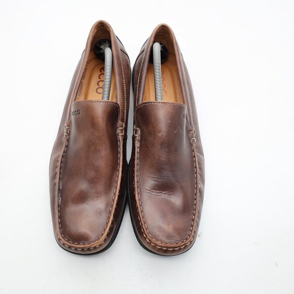 Ecco Classic Moc 2 Driving Loafers Men's Size EU 45 Brown Leather Slip On Shoes - Picture 2 of 10